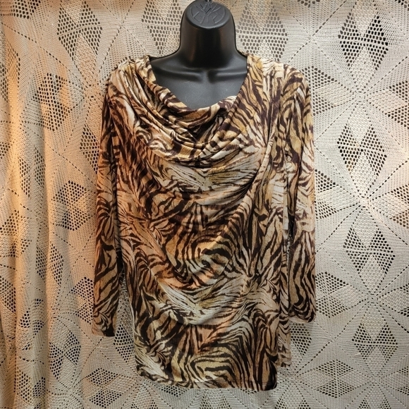 Jones New York XL animal print long sleeve blouse - Picture 1 of 10